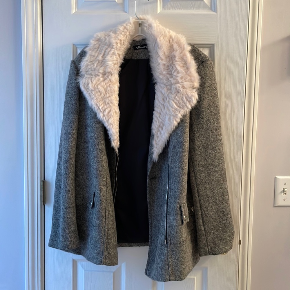 Kenneth Cole New York Faux Fur Trimmed Coat